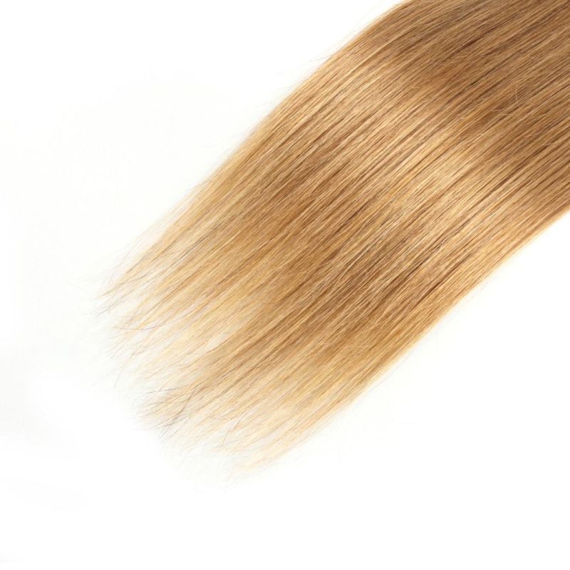Brazilian Human Hair Bundle with Lace Closure Middle Part Ombre Honey Blonde Straight Remy Human Hair Short Bob Style
