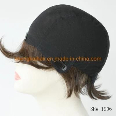 Wholesale Premium Quality Full Handtied Human Synthetic Hair Mixed Medical Use Hair Wigs for Lady