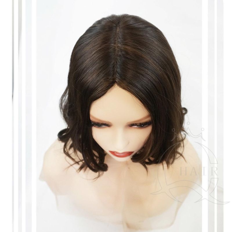 Top Grade Short Wave Human Hair Wigs 14 Inches 130% Density Color as Pic Jewish Wigs Brazilian Virgin Hair Silk Base Wig Natural Hair Wig