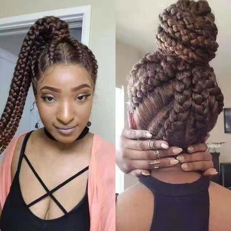 30 Inch Pre Plucked Lace Wig Braids Synthetic Lace Front Wig