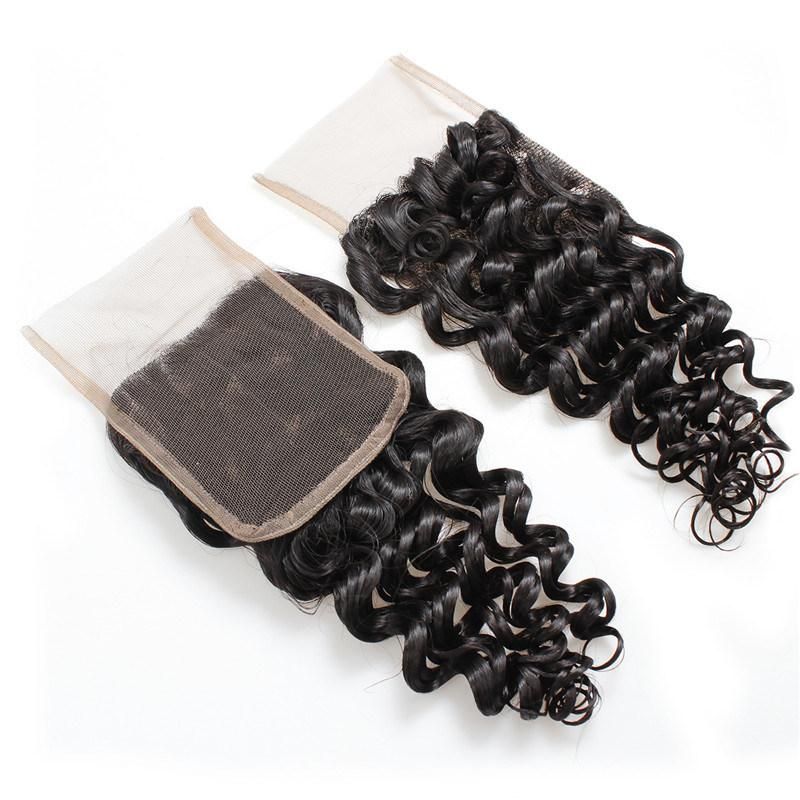 4*4 Lace Frontal Closure Deep Wave Hair Weaving Natural Human Hair
