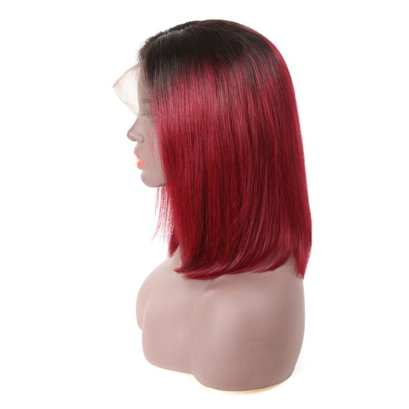 Kbeth Red Wine Color Wigs for Black Femme 2021 Fashion Remy Short Cut Brazilian Raw Virgin Custom Straight Colored Cute Luxury Pretty HD Lace Wigs Wholesale