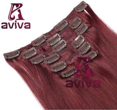 Wholesale Price Clip in Human Hair Extension 16inch Clip in Hair Extensions 7pieces 16clips for Full Head Set (AV-CH05-16)