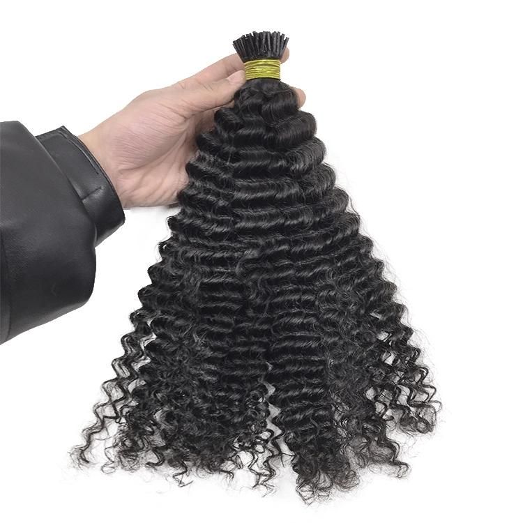 Kaki Hair Wholesale Indian Cuticle Aligned I Tip 3A Curly Hair for Black Woman I Tip Hair Extensions Human Hair