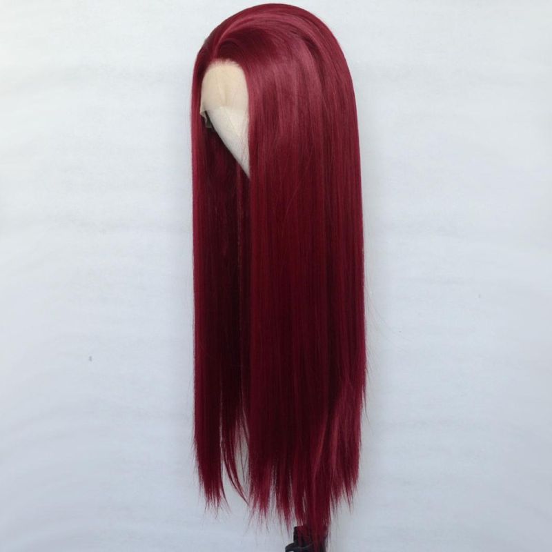 Wine Red Hair Brazilian Human Hair Wigs Lace Front Wig Long Straight Remy Virgin Hair Wig for Women 26 Inches