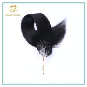 Customized Color High Quality #1 Jet Blace Double Drawn Micro Ring Extension Hairs with Factory Price Ex-017