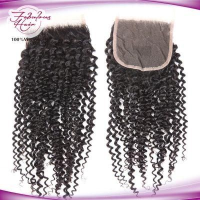 Unprocessed Kinky Curly 4*4 Lace Closure Virgin Human Hair Closures