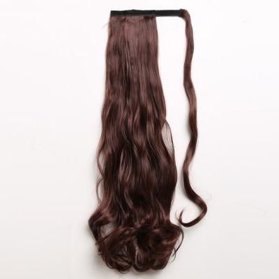 Long Body Wavy Brown Color Ponytail Hair Piece for Black Women Drawstring Synthetic Ponytail Hair Extension