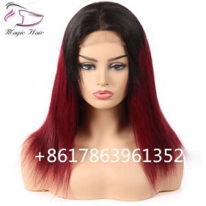 Top Quality Straight Lace Front Wigs Ombre Color T1b/Burg for Women 10-26inch Virgin Hair Lace Wigs Free Shipping