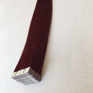 99j# Silky Straight PU Tape Weft Virgin Remy Human Hair Extensions