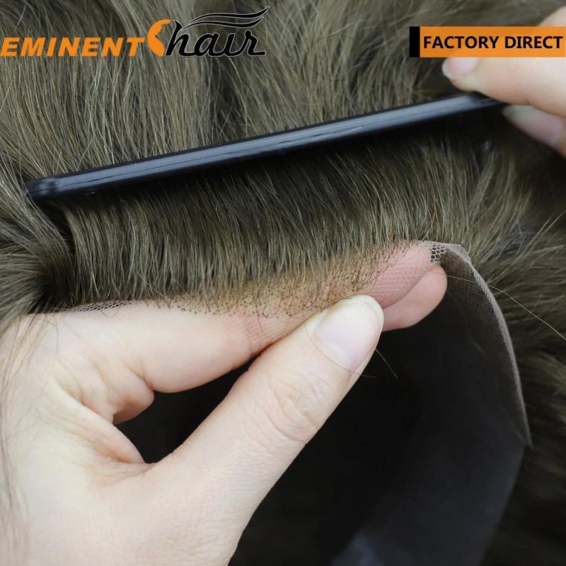 Lace Front Human Hair Men′s Wholesale Hair Topper