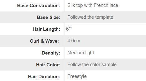 Silk Top Lace Base Natural Hairline Remy Hair Toupee