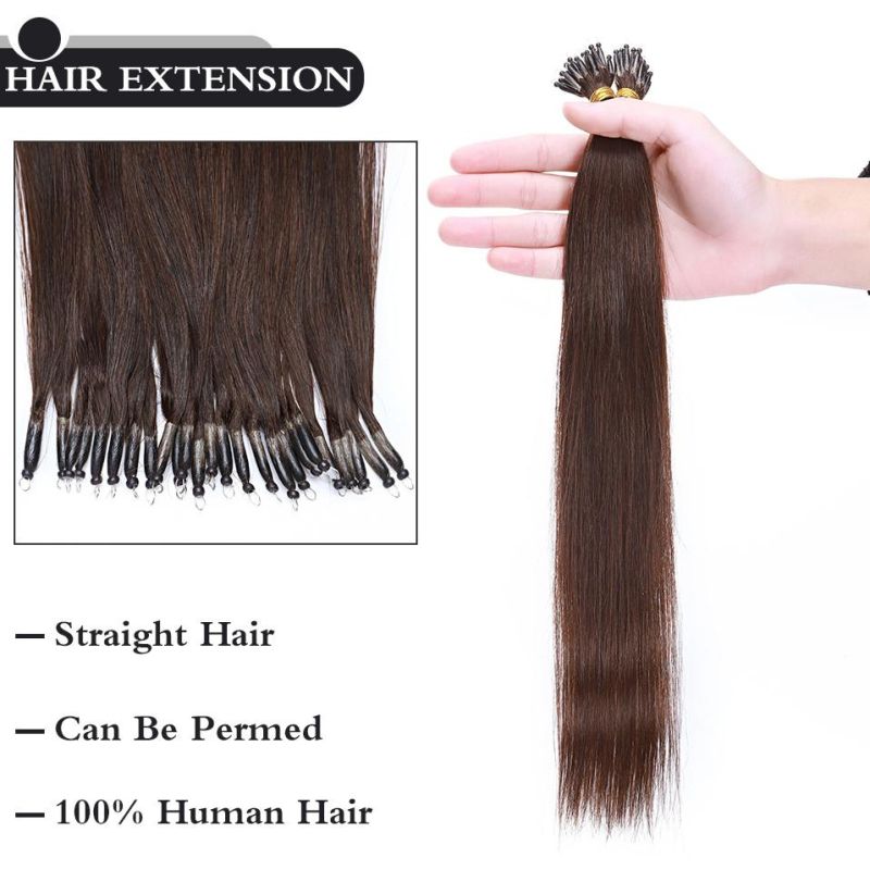 Hair Remy Nano Ring Links Human Hair Extensions 1g/S Keratin Straight European Micro Beads Hair Pieces