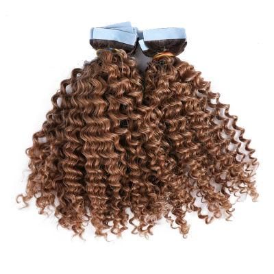 Natural Black Ombre Color Brown 4A Kinky Curly Wholesale Virgin Cuticle Tape in Hair Extension
