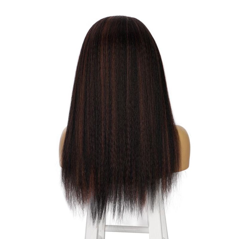 Ombre Brown Synthetic Yaki Silky Straight Headband Wigs Wholesale Human Hair Wig