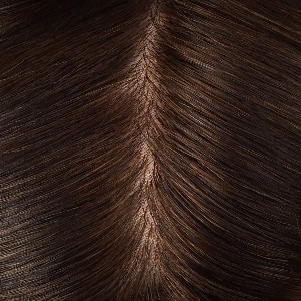 Silk Top with Clear PU Around Toupee for Men