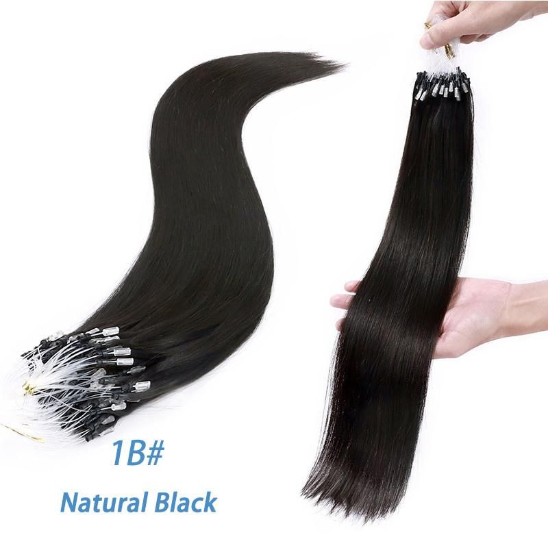 1b# off Black 22" 0.5g/S 100PCS Straight Micro Bead Hair Extensions Non-Remy Micro Loop Human Hair Extensions Micro Ring Extensions