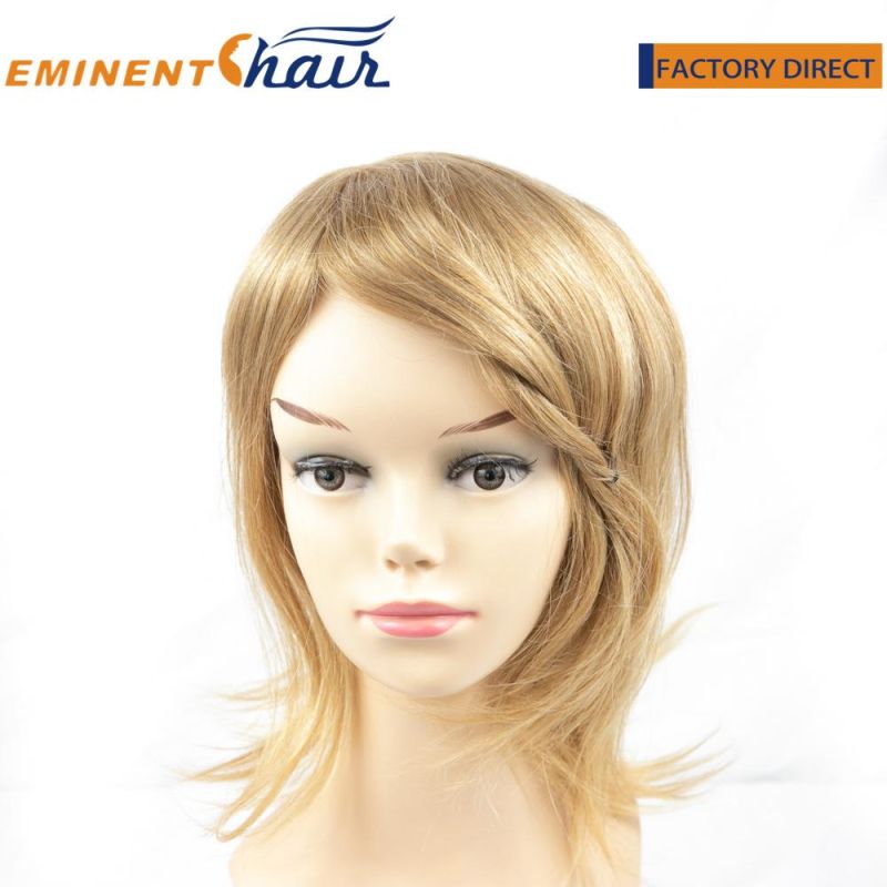 Custom Blond Ribbon Integration with Lace Part Female Toupee Human Hair Blond