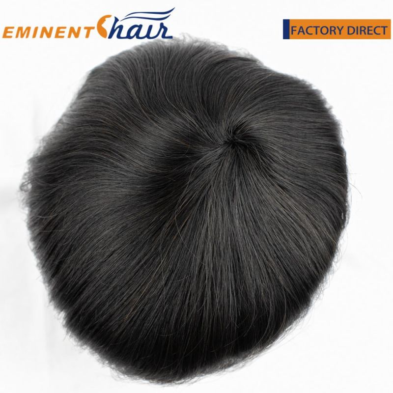 Black Fine Mono with Clear PU Hair Replacement for Men Custom Order Human Hair