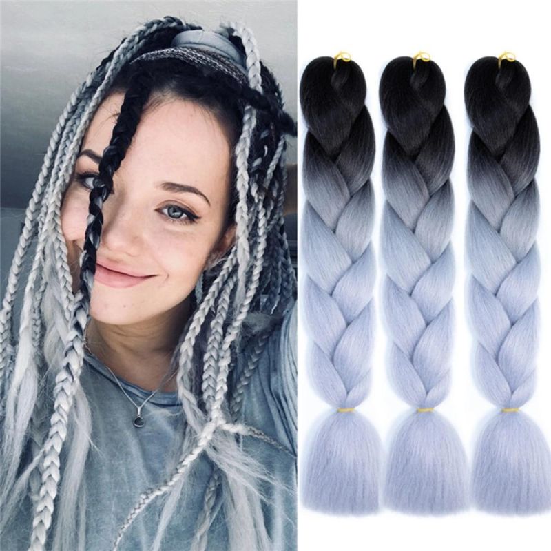Kbeth Silver Synthetic Braiding Hairjumbo, Yaki Jumbo Hair Braid for African Hair, Jumbo -Hair-Braid 400g Synthetic Hair Extension Ready to Ship