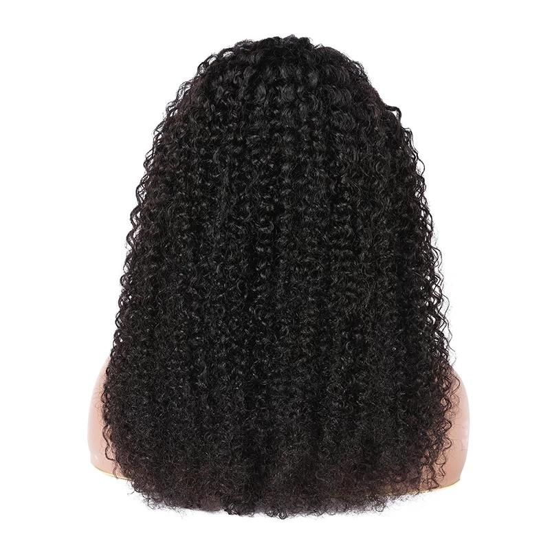 Headband Kinky Curly Wig Human Hair Full Machine Made Non-Lace Wig