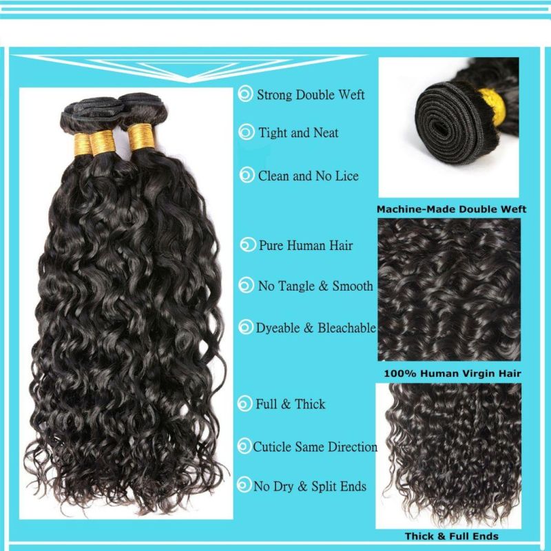 Peruvian Water Curly Virgin Hair Double Weft Human Hair Extension Natural Black