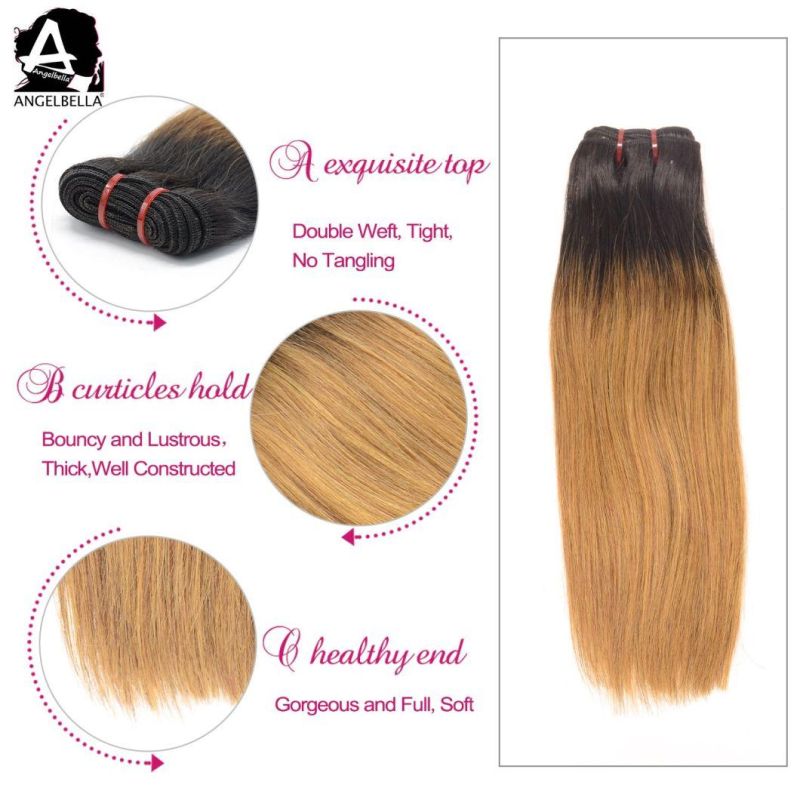 Angelbella Raw Mink Brazilian Remy Human Hair Wefts Ombre 1b#30# Hair Weaving