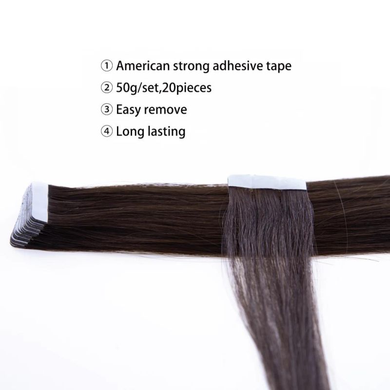 Hair for Woman Tape Hair Extensions Human Hair Machine-Made Remy Double Sided Adhesive Tape Extensions Hair 20/40PCS Tape Ons