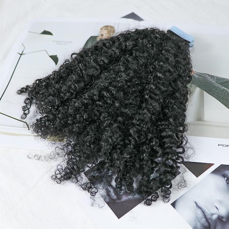 100% Raw Indian Hair Jerry Curly Tape in Hair Extension