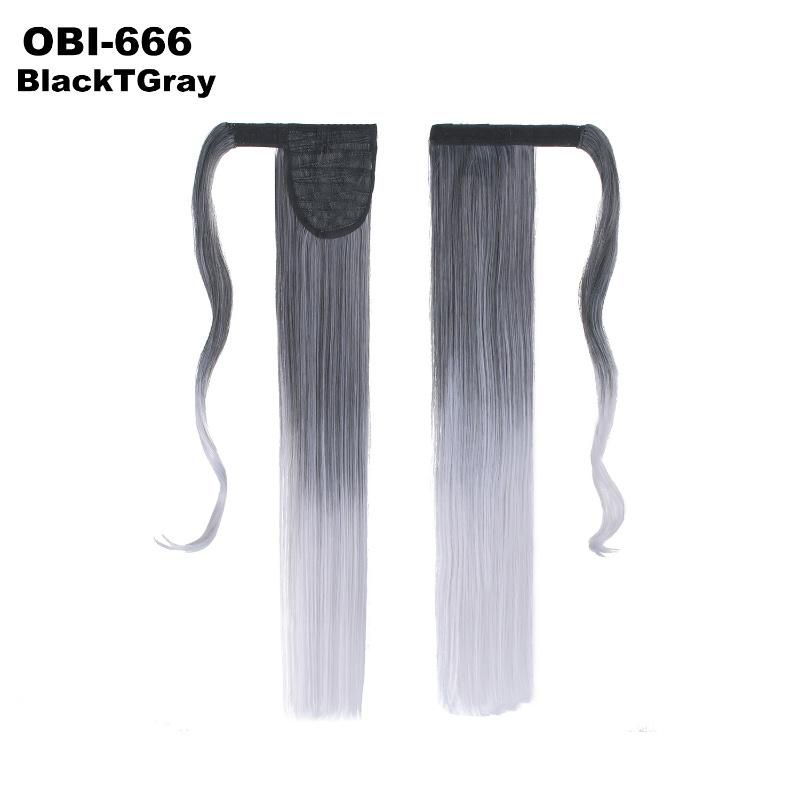 Silky Straight Gradient Color Synthetic Magic Paste Ponytail Hair Extension