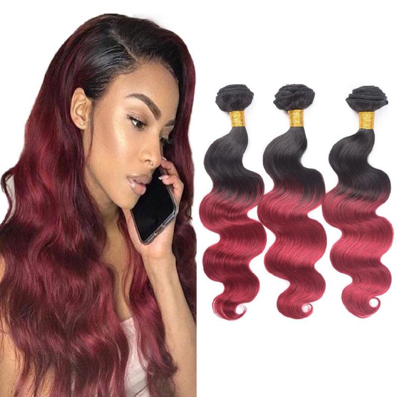 Ombre Human Hair Weaves Peruvian Human Hair Body Wave Bundles