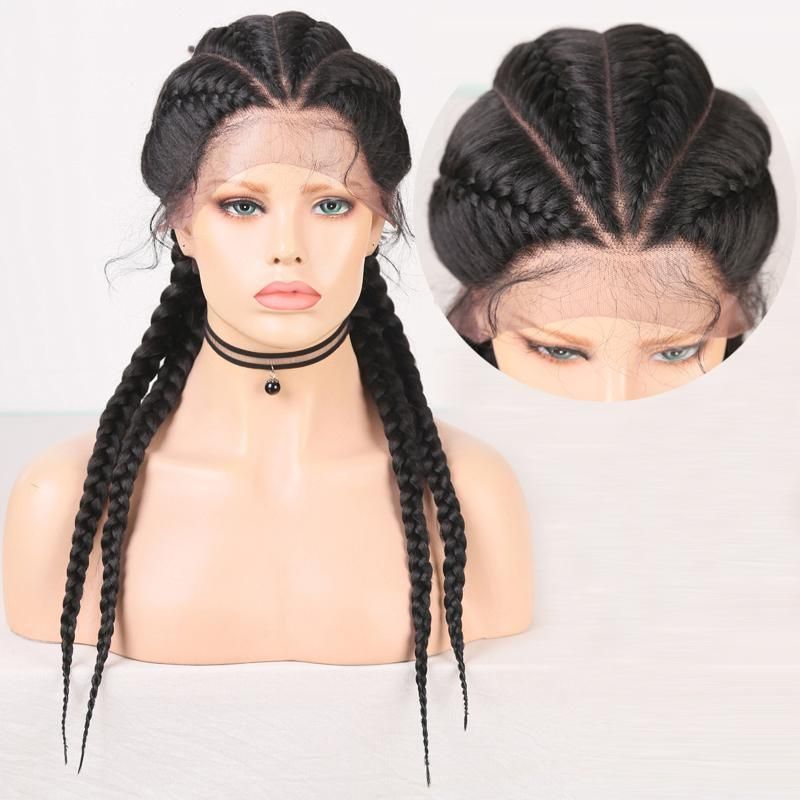 Hot Sale Ombre Synthetic Wig Braided Lace Front Wigs Three Part with Baby Hair