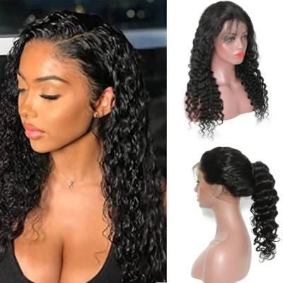 Wholesale Full Lace Deep Wave Wig 100% Human Virgin Hair with Baby Hair Natural Color
