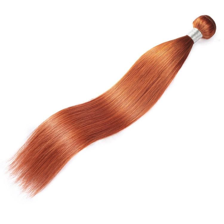 100% Remy Hair Brazilian Virgin Silky Straight Human Hair Weft #Ginger