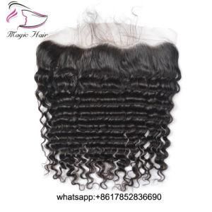 Lace Frontal Closure Brazilian Lace Virgin Hair Deep Wave Natural Hairline Lace Frontals with Baby Hair