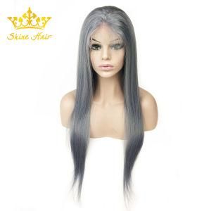 Wholesale Peruvian/Brazilian Human Hair Wigs of Gray Color Sraight Full Lace Wig