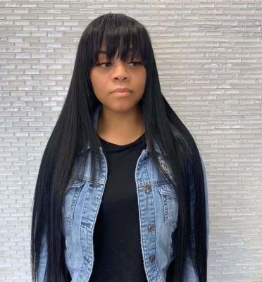 Long Brazilian Hair Cuticle Aligned Human Hair Lace Wig with Bang