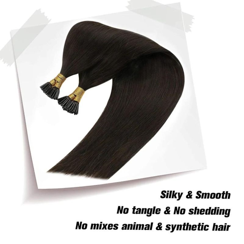 Remy I Tip Hair Extensions Human Hair Prfessional Cold Fusions Hair Pre Bonded Stick Tip Hair Extensions Human Hair #2 Darkest Brown I Tip Remy Human Hair Exten