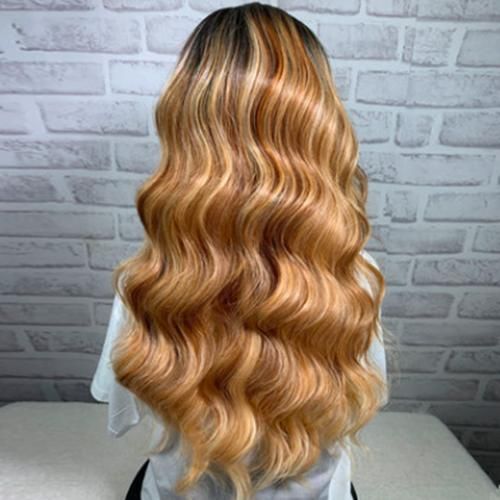Long Wavy Wigs for Women Blonde Wig with Brown Synthetic