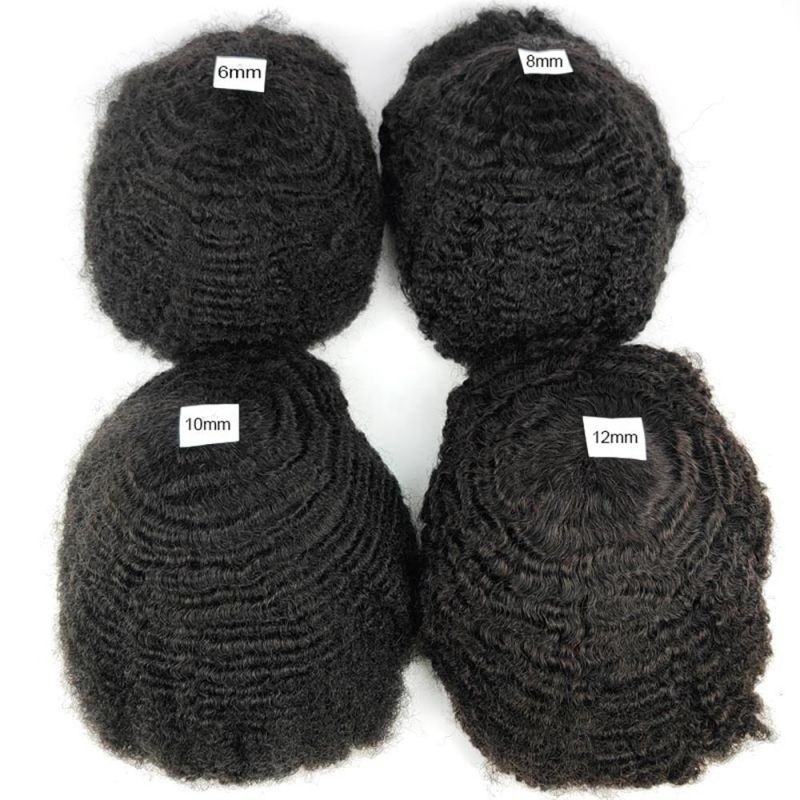 Kbeth Afro Man′s Human Hair Wig Natural Toupee, Afro Curly Toupee for Black Men Thin Skin Ng Hair Toupees Hair Replacement System Men&Primes Wigs Ready to Ship