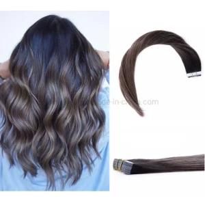 Salon Hot Sale Custom Virgin Human Hair B#2/6 Tape Hair Extensions in Stock