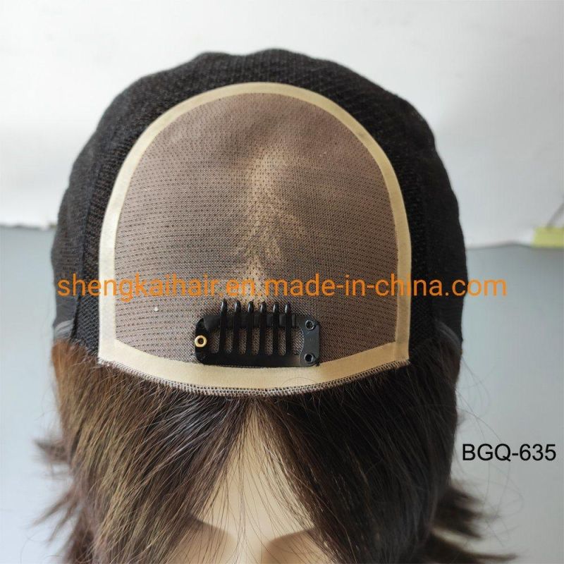 China Wholesale Good Quality Human Hair Synthetic Hair Mix Perfect Hairline Wigs for Women 581