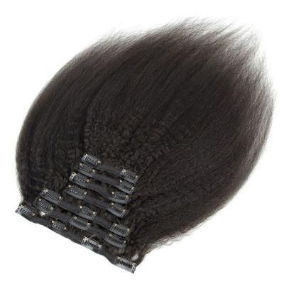 Kinky Straight Clip in Brazilian Human Hair Extensions Brazilian Virgin Remy Hair Clip in Natural Color