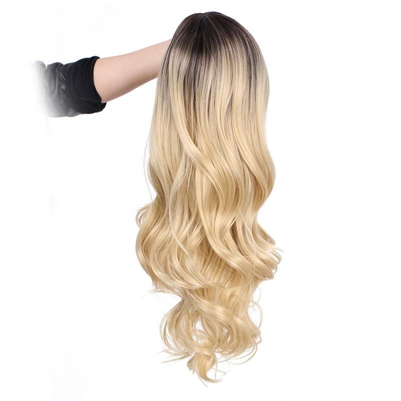 24inch Ombre Blonde Wig Synthetic Long Wavy Wigs for Women