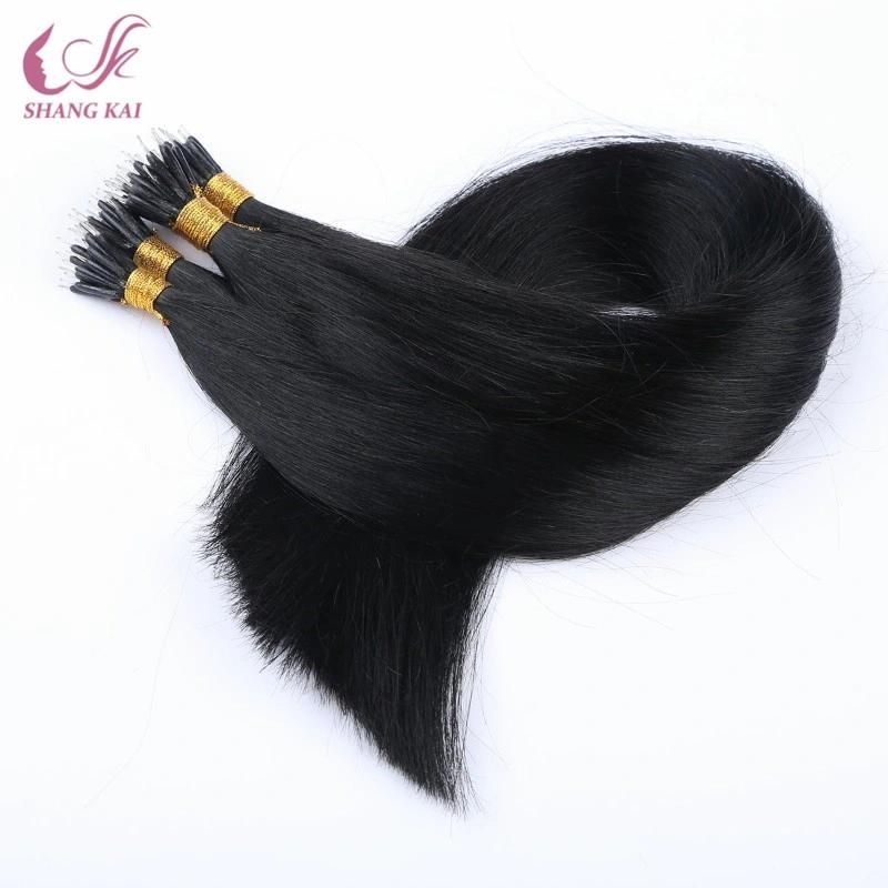 Brazilian Hair in China Natural Black Color Nano Ring Raw Virgin Indian Hair