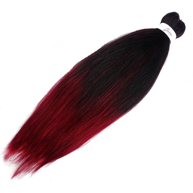 Pre Stretched Braiding Hair, Ombre Yaki Texture Braid Hair Extensions, Top Quality Kanekalon Synthetic Colorful Hair Braids