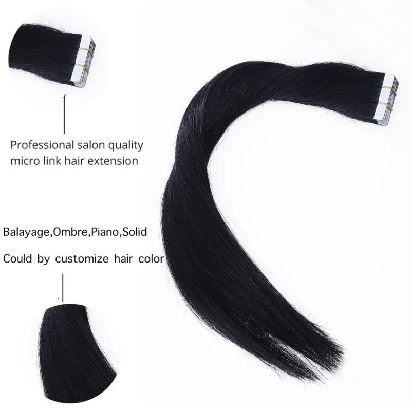 Remy Tape Human Hair Extensions Double Drawn Hair Straight 20 PCS 40PCS Adhesives Seamless Hair Extensions 14"-24" Virgin Hair