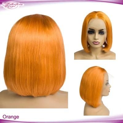 Short Orange Bob Lace Frontal Wigs Human Hair for Cheap