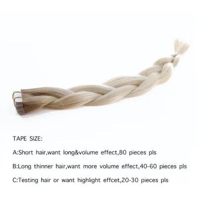 Factory Price European Virgin Remy Hair Cuticle Intact Tape in Hair Extension Piano Color