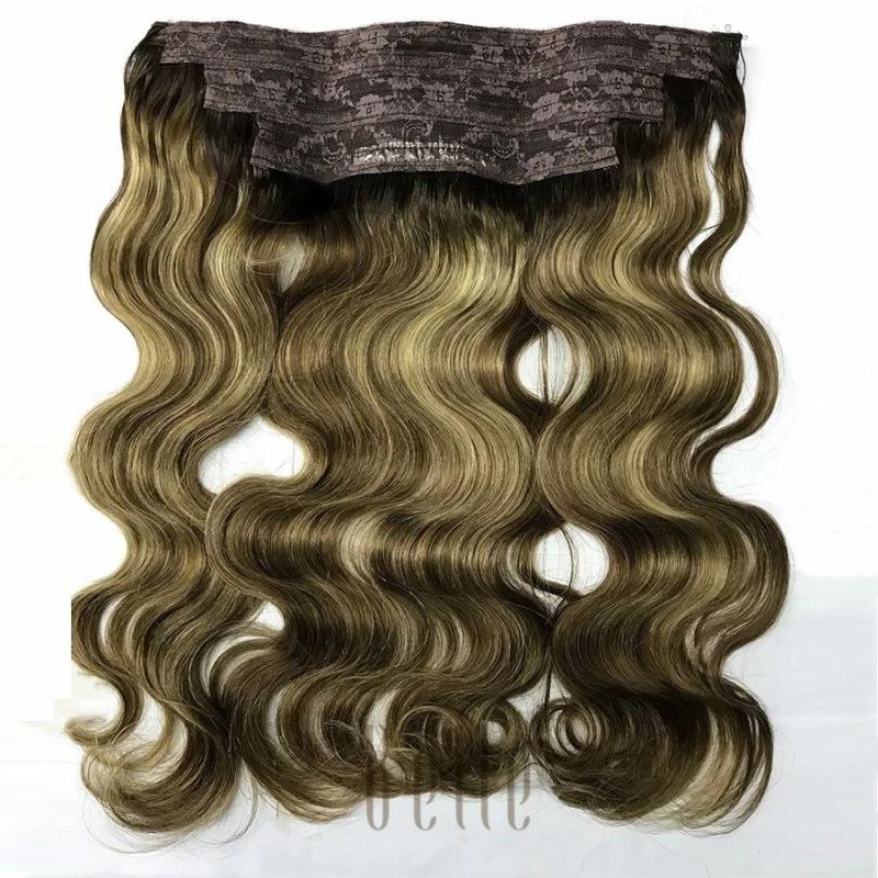 100% Top Quality Human Virgin Hair Halo Hair Extension Hairpieces for Female